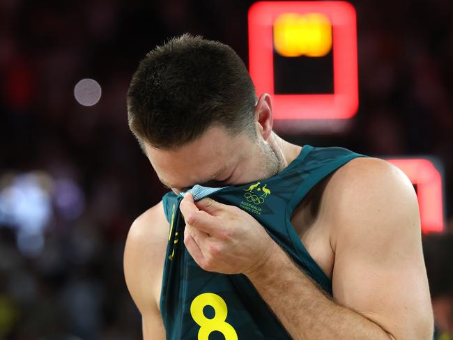 Matthew Dellavedova after the Boomers lose to Serbia. Picture: Adam Head