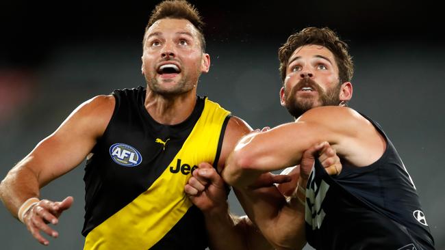 Toby Nankervis battles against Levi Casboult. Picture: Getty