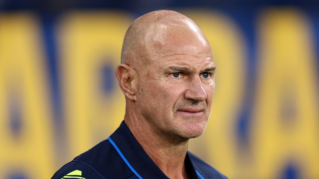 SYDNEY, AUSTRALIA - MARCH 09: Eels coach, Brad Arthur looks on at full-time during the round one NRL match between Parramatta Eels and Canterbury Bulldogs at CommBank Stadium, on March 09, 2024, in Sydney, Australia. (Photo by Brendon Thorne/Getty Images)