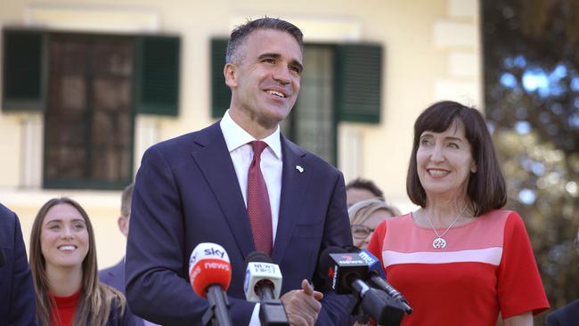 New Premier, Peter Malinauskas with his deputy premier Dr Susan Close. Picture: Dean Martin