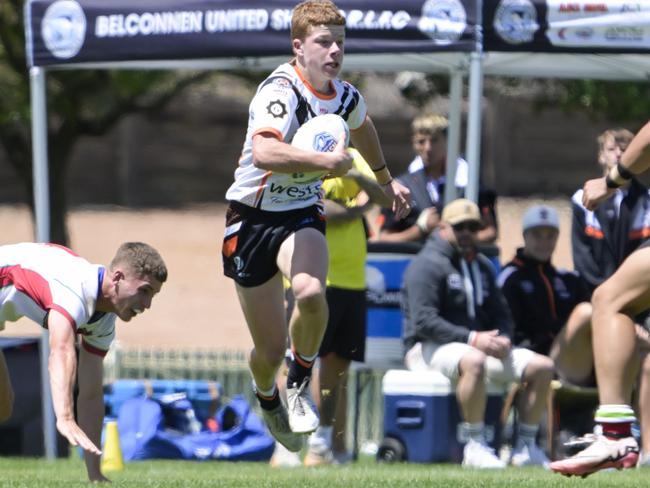 Sam Francis. Picture: Martin Ollman. SLE Andrew Johns Cup  Round 2 - Monaro Colts vs Macarthur Wests Tigers  NSWRLHQ Bruce, Canberra, 17 February 2025