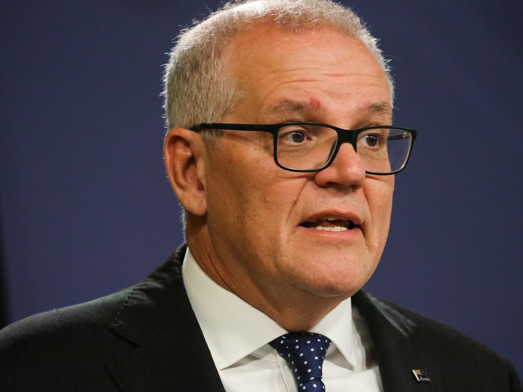 Former PM Scott Morrison addresses the media during a press conference in Sydney. Picture: Gaye Gerard / NCA NewsWire