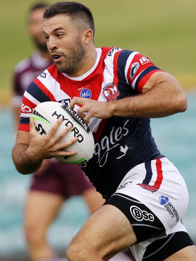 James Tedesco on the burst for the Roosters. Picture: Darren Pateman/AAP