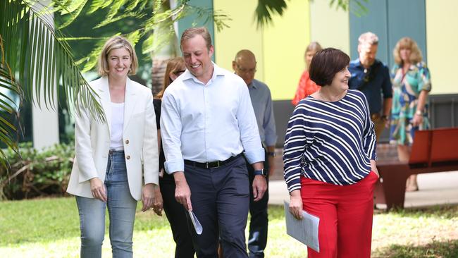 Premier Steven Miles at the Mackay Base Hospital with Health Minister Shannon Fentiman. Pic Annette Dew