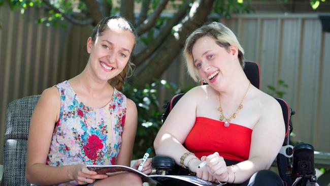 Cara support worker Penny Babaniotis and customer Emma. Picture: Jo-Anna Robinson.