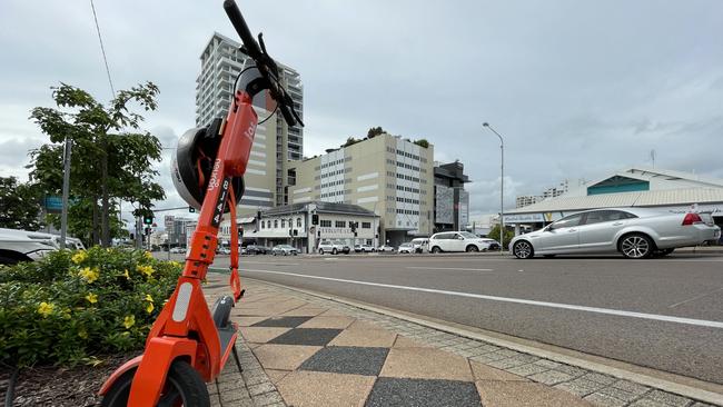 A scooter at the intersection of Denham and Walker streets in Townsville's CBD. Picture: Blair Jackson