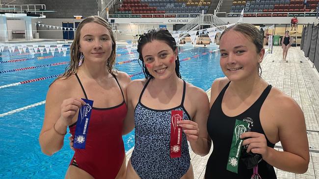 Olivia Watson, left, with Talia Bellette and Ava Crase.