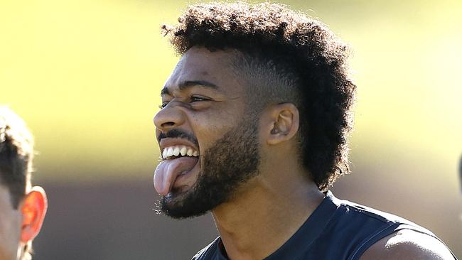 One of Ward’s closest friends, Connor Idun, will play his 50th game against the Bulldogs on Saturday. Picture: Phil Hillyard