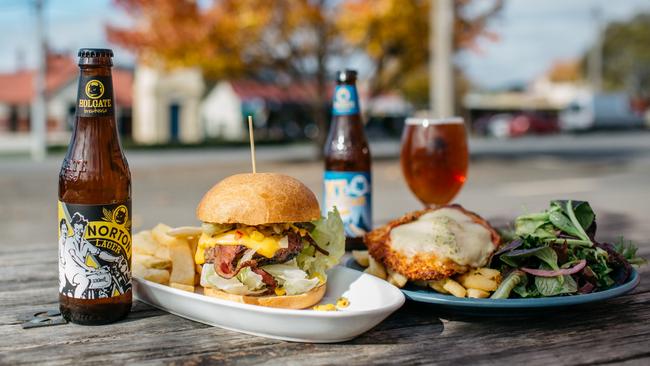 Burgers, beers and parma at the Holgate. Picture: Kim Selby