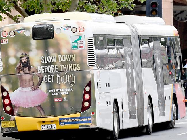 The MAC's campaign poster on an Adelaide bus. Photo: Naomi Jellicoe