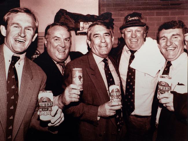 Gary Balkin (second from left) with fellow Broncos founders (from left) Steve Williams, Barry Maranta and Paul Morgan and sponsor Bernie Power.