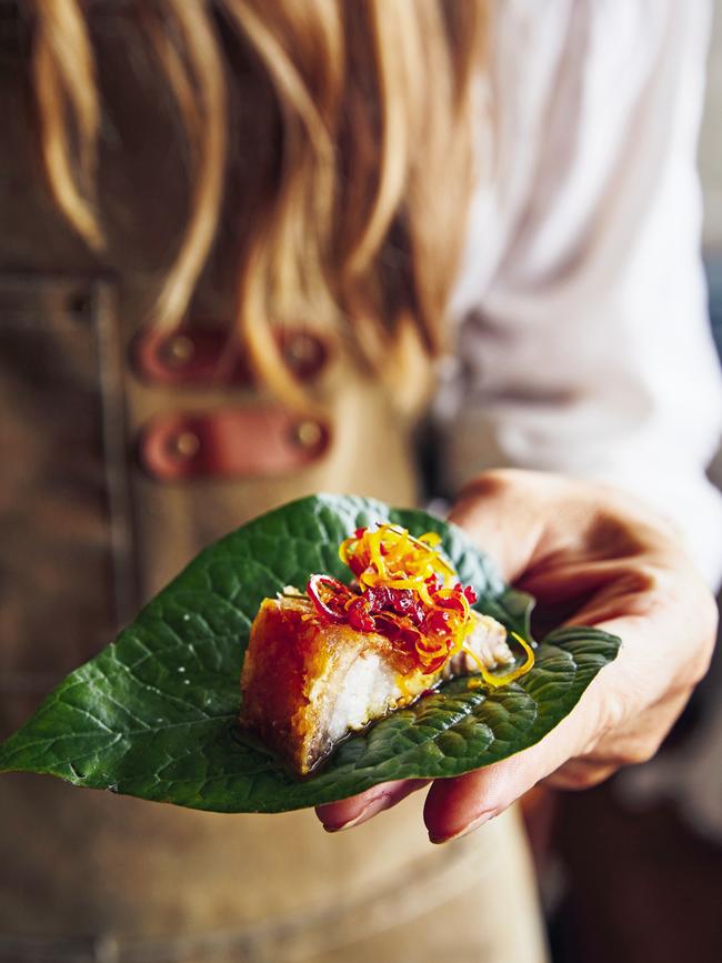 The pork belly is perfect served on its own or with betel leaves for some added flavour.