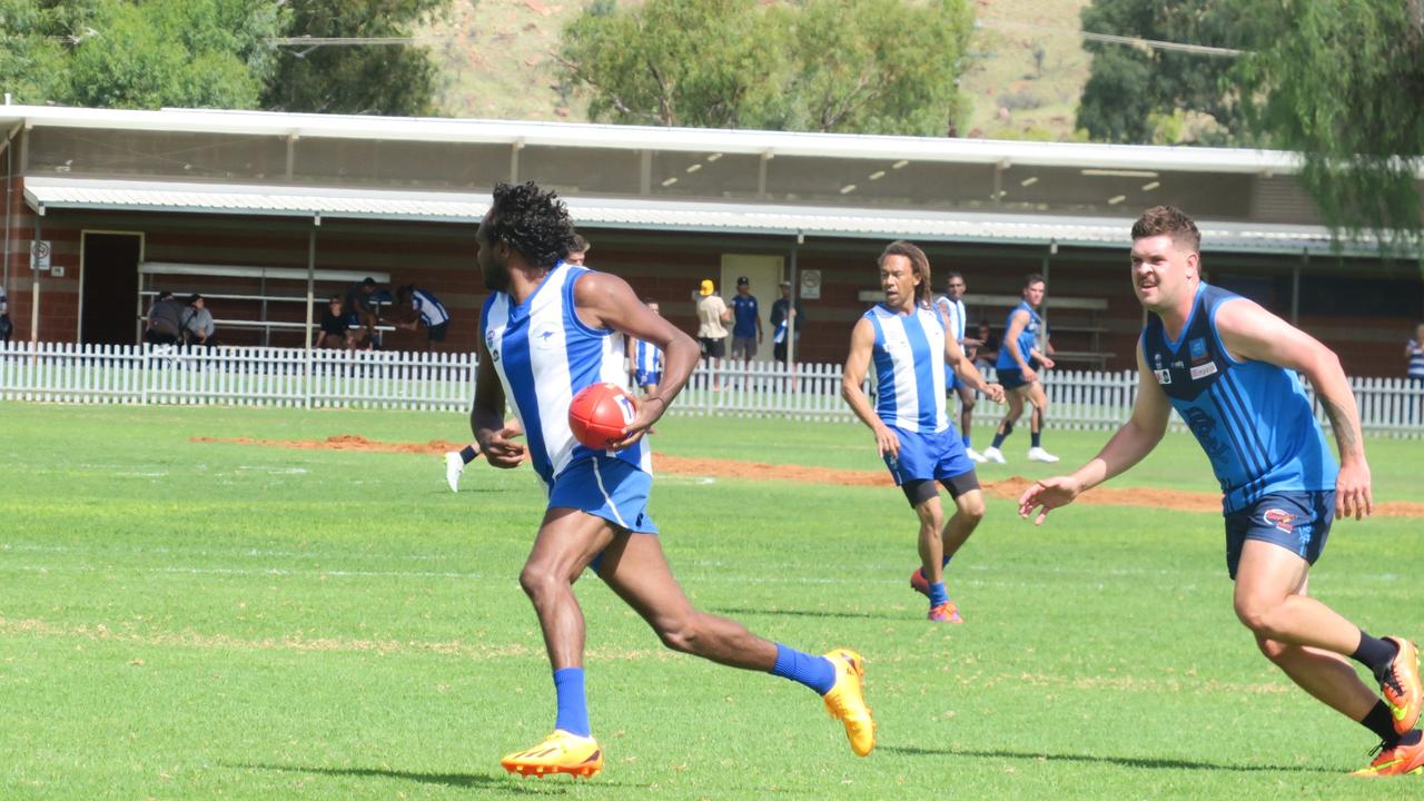 CAFL has returned to Alice Springs despite several hiccups in the lead-up to the season, pictured the mens Reserves Rovers v South match.