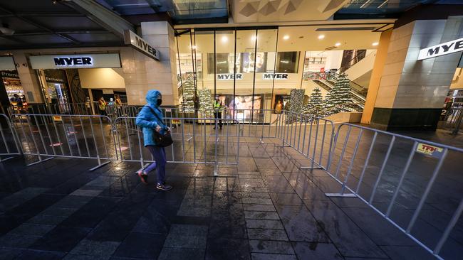 The traditional queues for Boxing Day sales were absent in Sydney’s CBD early yesterday. Picture: Getty Images