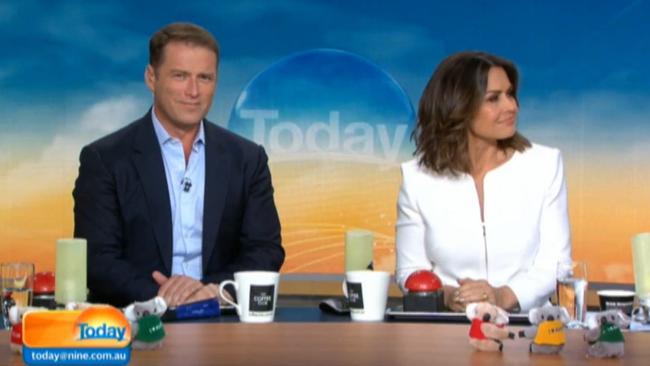 Karl Stefanovic on screen with co-host Lisa Wilkinson. Source 9 Network