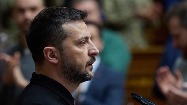 In this handout photograph taken and released by the Ukrainian Presidential Press Service on October 16, 2024, Ukraine's President Volodymyr Zelensky addresses members of the Ukrainian parliament in Kyiv, amid the Russian invasion of Ukraine. (Photo by Handout / UKRAINIAN PRESIDENTIAL PRESS SERVICE / AFP) / RESTRICTED TO EDITORIAL USE - MANDATORY CREDIT "AFP PHOTO / UKRAINIAN PRESIDENTIAL PRESS SERVICE" - NO MARKETING NO ADVERTISING CAMPAIGNS - DISTRIBUTED AS A SERVICE TO CLIENTS