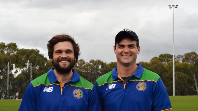 Star Golden Grove recruit Cam Shenton (left) was best on ground for the Kookaburras against Flinders Park. Picture: Golden Grove Football Club