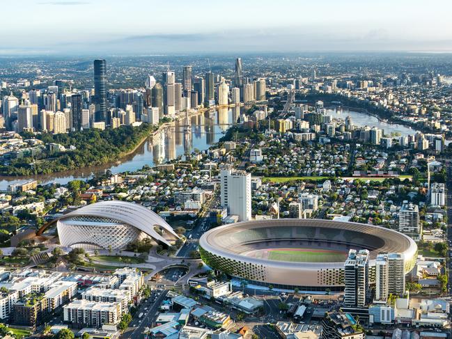 Gabba Olympic Precinct stadium render, designed by HAL Architects