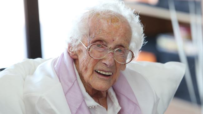 Mrs Giles thanked staff for the cake and everyone for coming to her birthday party. Picture: Peter Kelly