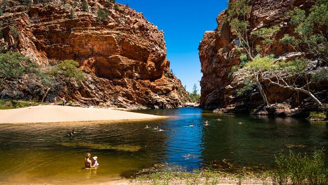 We swam at Ellery Creek Big Hole on a 42-degree day and visited Standley Chasm with a local guide.