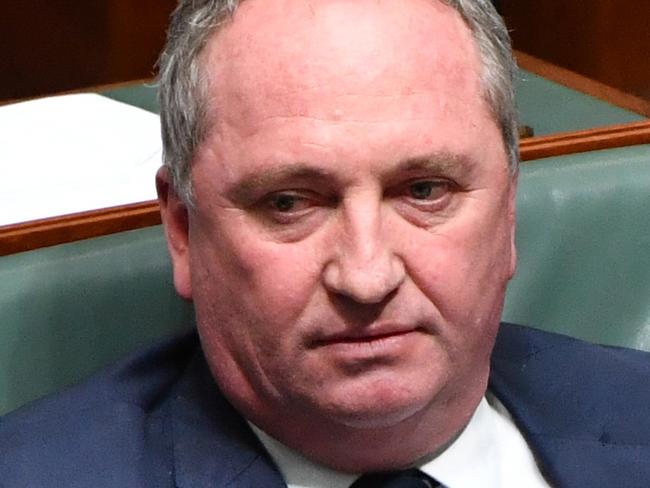 Nationals member for New England Barnaby Joyce before Question Time in the House of Representatives at Parliament House in Canberra, Thursday, August 1, 2019. (AAP Image/Mick Tsikas) NO ARCHIVING