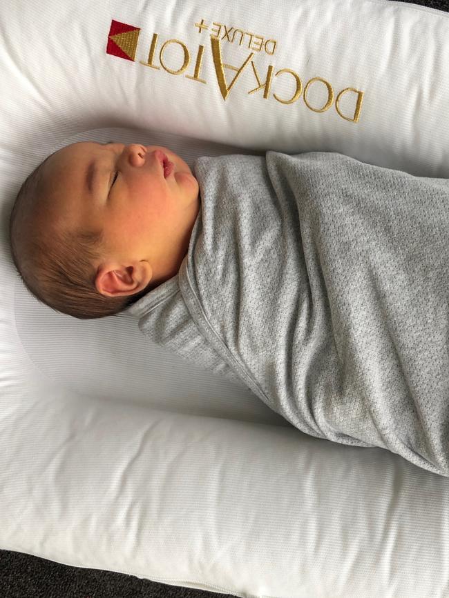 Wayne Carey and Jessica Paulke‘s baby son Carter Michael Carey.