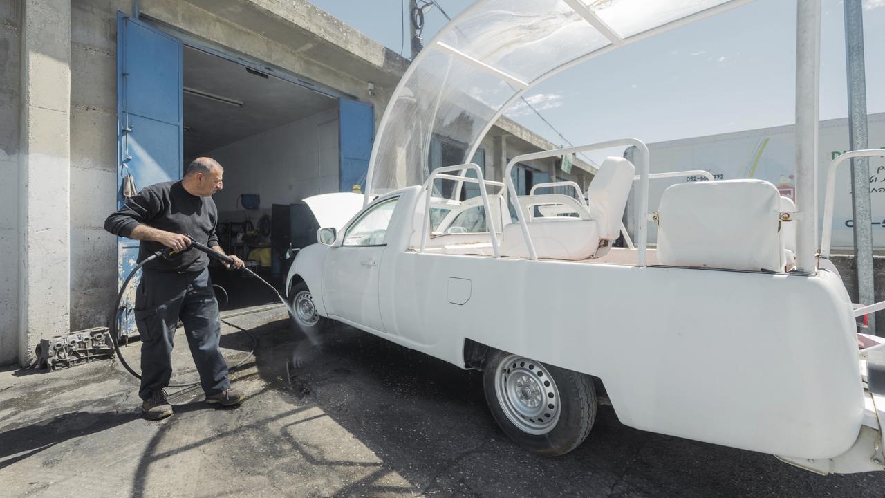 A popemobile donated by the late Pope Francis before his recent passing will be converted into a mobile health unit to serve the children of Gaza. Picture: Caritas Jerusalem via AP