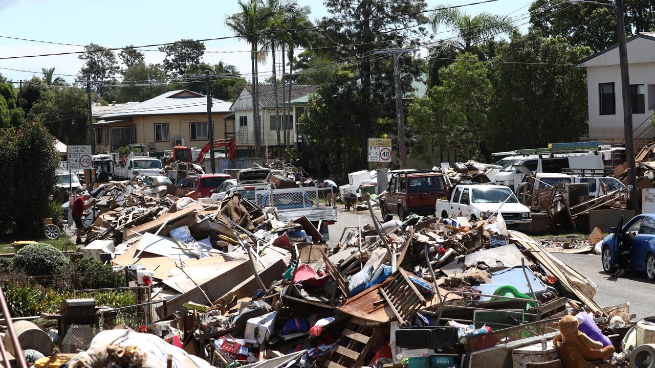 Flood clean up in Lismore in the aftermath of the devastating floods. Photo: Jason O'Brien