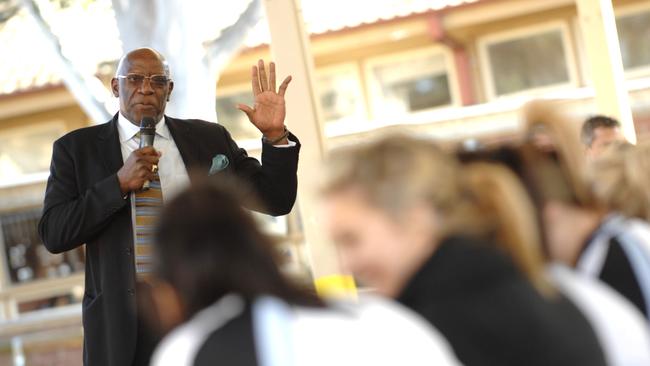 James Pitts pictured speaking to high school students.