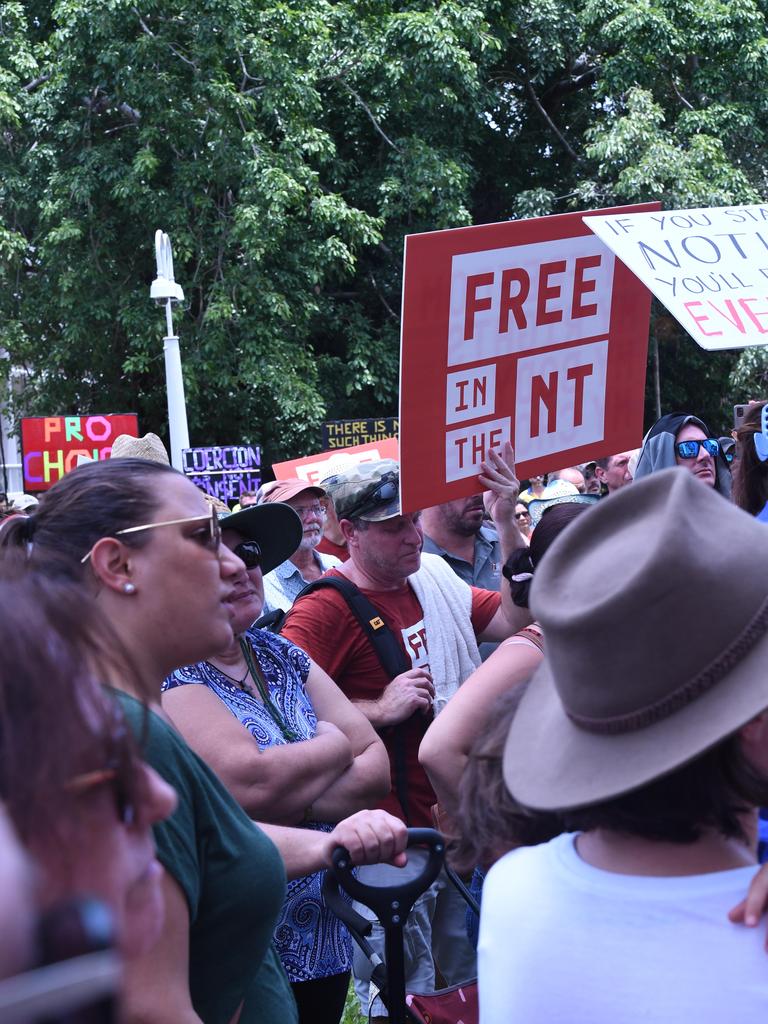 Faces from Darwin's Freedom Rally at Parliament House. Picture: Amanda Parkinson