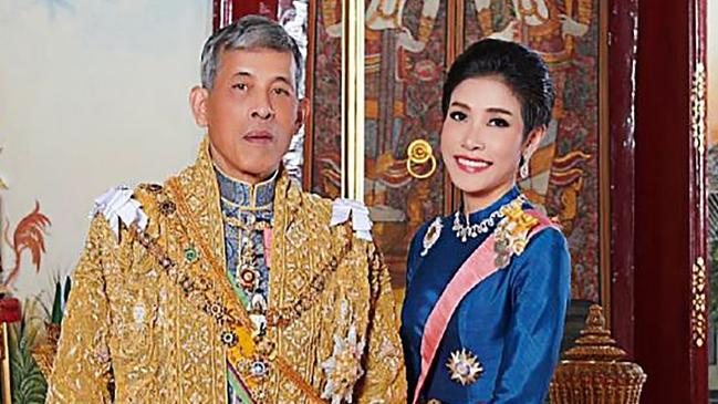 In this file undated handout photo received from Thailand's Royal Office on August 26, 2019, Thailand's King Maha Vajiralongkorn poses with royal noble consort Sineenat Bilaskalayani, also known as Sineenat Wongvajirapakdi. Picture: Supplied