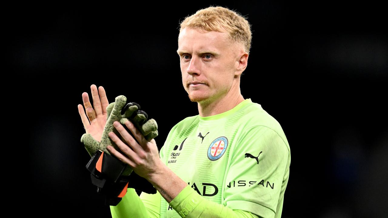 MELBOURNE, AUSTRALIA - MAY 19: Thomas Glover of Melbourne City celebrates the win during the second leg of the A-League Men's Semi Final between Melbourne City and Sydney FC at AAMI Park, on May 19, 2023, in Melbourne, Australia. (Photo by Quinn Rooney/Getty Images)