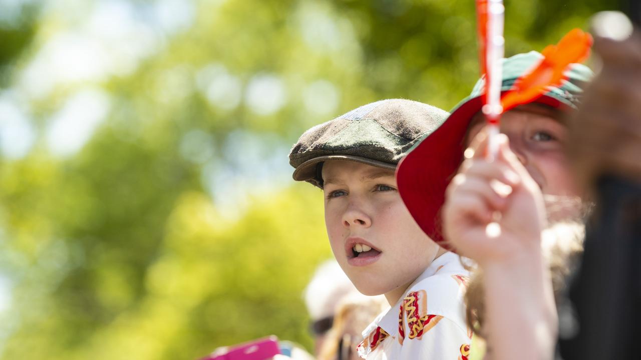 Liam Diete watching the Grand Central Floral Parade of Carnival of Flowers 2022, Saturday, September 17, 2022. Picture: Kevin Farmer