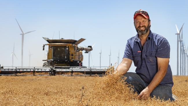 David Jochinke harvesting lentils on his farm near Horsham, Victoria. PICTURE: ZOE PHILLIPS