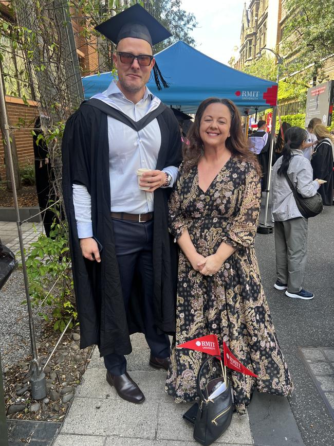 Mat Rogers (Juris Doctor) and Lucy Kopec at the RMIT University graduation day on Wednesday, December 18, 2024. Picture: Jack Colantuono