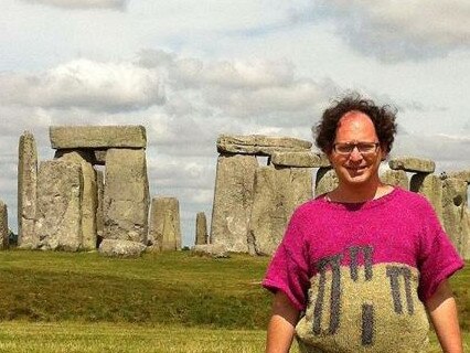 This might be one of Barksy's most popular sweater selfies. His Stonehenge knit was the first he made specifically for a trip. Source: Instagram/Sam Barksy