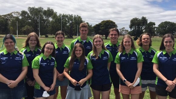 East Loddon P-12 College Year 12 students, 12 of whom completed some VCE exams last year and contributed to the school’s median study score of 34. Picture: Supplied