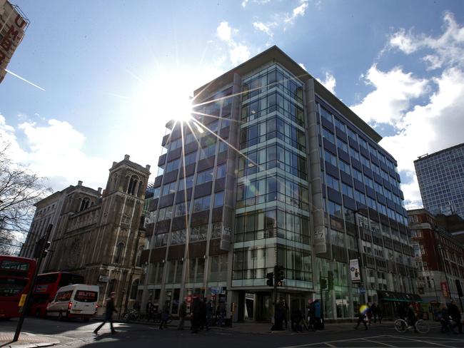 The shared building which houses the offices of Cambridge Analytica are pictured in central London. Picture: AFP