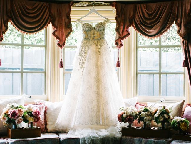 Fit for a princess: One of two weddings dresses bride Jessica Elia bought for her big day.