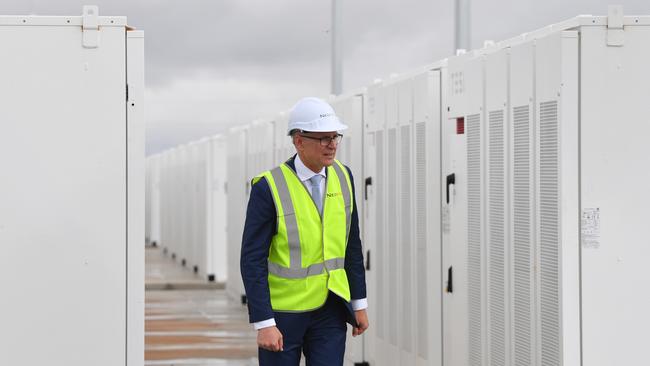 Jay Weatherill at the new Tesla battery site at Jamestown today. Picture: AAP