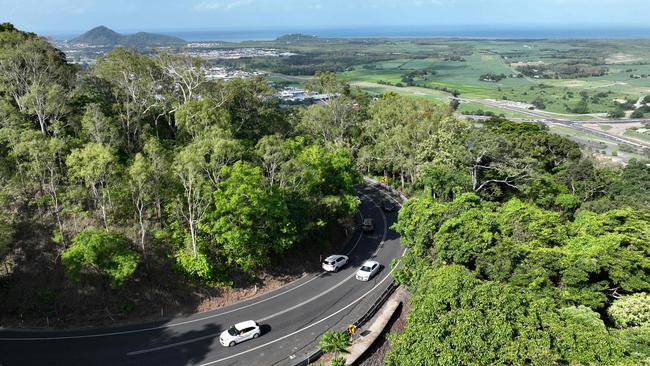 Traffic drives along the Kuranda Range Road. Picture: Brendan Radke