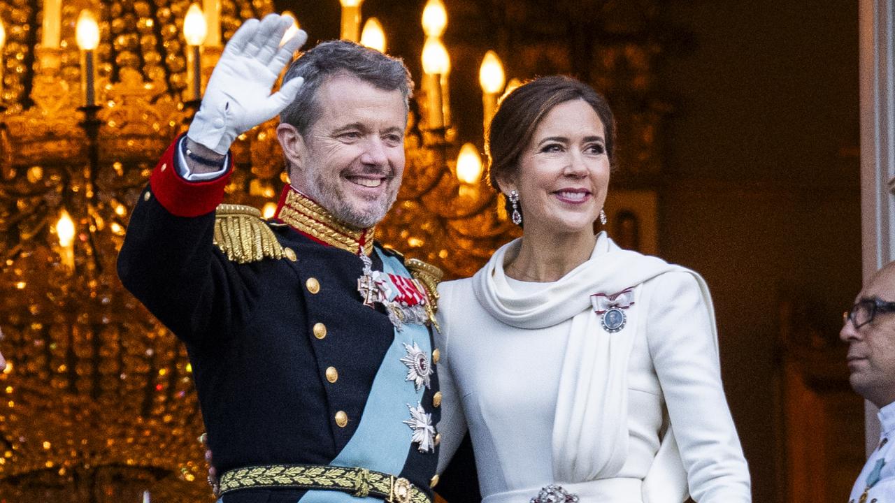 King Frederik with Queen Mary on the balcony of Amalienborg Castle after the proclamation that he is succeeding Queen Margrethe II. Picture: Martin Sylvest Andersen/Getty Images