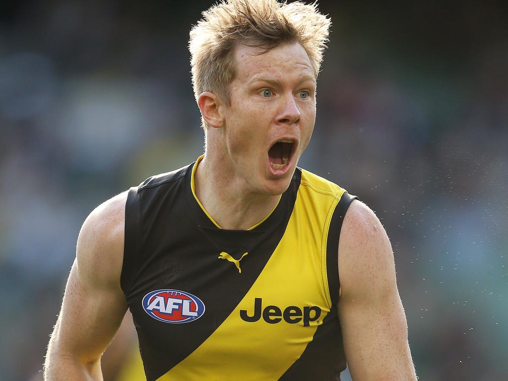 AFL Round 18. 20/07/2019.  Richmond v Port Adelaide at the MCG.  Richmonds Jack Riewoldt  screams for the ball 3rd quarter    .  Pic: Michael Klein