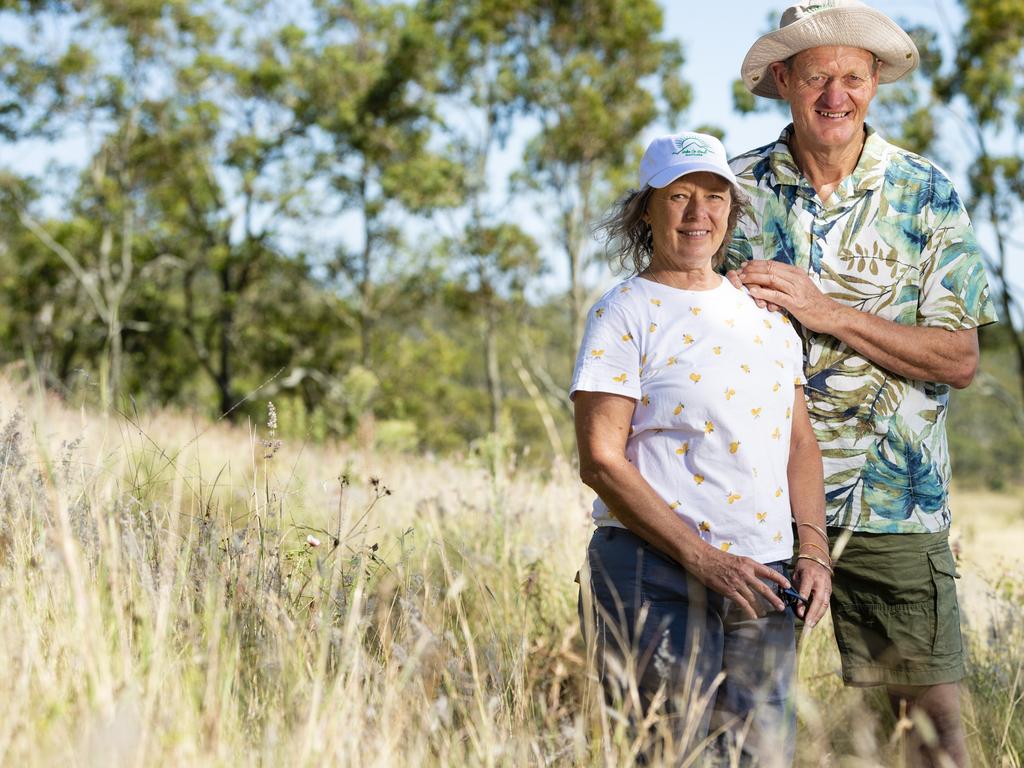 Hike to Heal founders Linda and Jim Barton enjoy the community support shown at the 2022 launch at Mt Peel Bushland Park, Saturday, February 19, 2022. Picture: Kevin Farmer