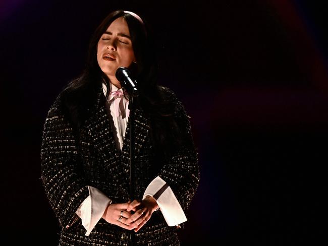 US singer-songwriter Billie Eilish performs "What Was I Made For?" onstage during the 96th Annual Academy Awards at the Dolby Theatre in Hollywood, California on March 10, 2024. (Photo by Patrick T. Fallon / AFP)