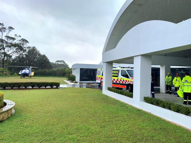Image from the scene of a scaffolding accident in Macmasters Beach. Picture: NSW Ambulance