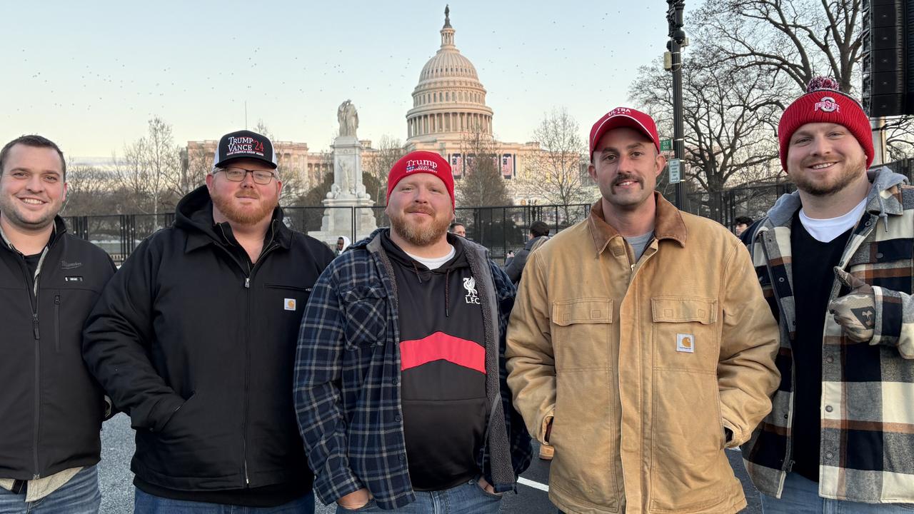 Sam (second right) and his friends drove does from Ohio. Picture: Benedict Brook.