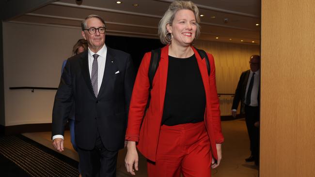 Warwick Smith and Clare O'Neil arrive. Picture: Jane Dempster/The Australian.