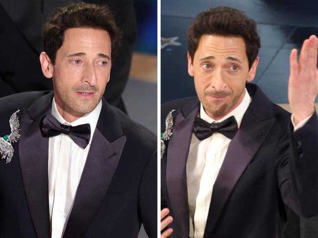 Adrien Brody on stage at the Oscars.