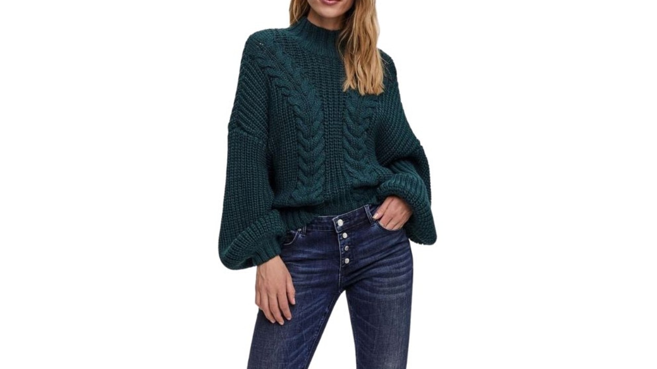 Vero Moda Miranda Long Sleeve High Neck Knit Jumper Sea Moss. Picture: Myer.